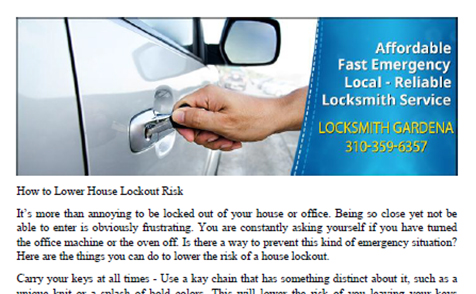 How to Lower House Lockout Risk in Gardena - Click to download