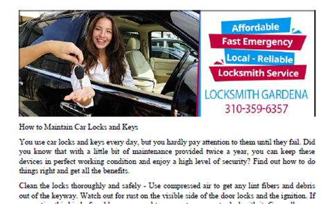 How to Maintain Car Locks and Keys in CA - Click to download